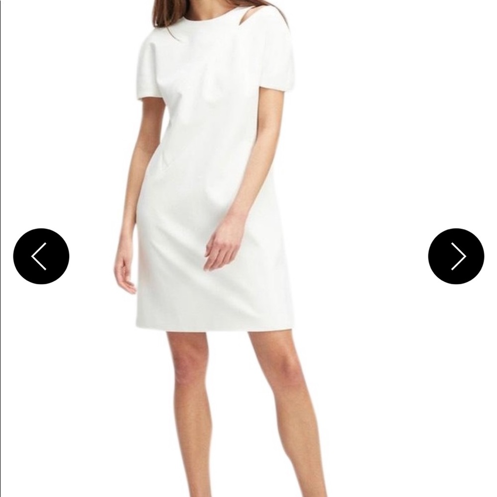 DKNY White with Slit At Shoulder Dress